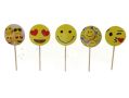 10 бр Smiley Emoji Смайли Емотикон еможи топери клечки за мъфини декорация и украса, снимка 2