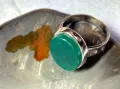 АВТОРСКИ СКЪПОЦЕНЕН СРЕБЪРЕН ПРЪСТЕН СРЕБРО 800 с ШЛИФОВАН ЗЕЛЕН ОНИКС и ЩЕМПЕЛ на ЮВЕЛИРА 47966, снимка 11