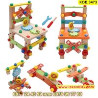 Дървен детски стол - конструктор с инструменти - КОД 3473, снимка 7 - Конструктори - 45264579