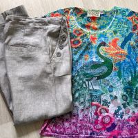 Ленен панталон H&M и цветна блуза Sidecar, снимка 2 - Панталони - 45452908