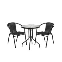 Градински комплект – маса с 2 стола цвят черен , снимка 2 - Градински мебели, декорация  - 46186514