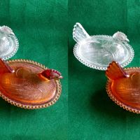 Стъклена Кокошка върху гнездо, снимка 3 - Антикварни и старинни предмети - 45284739