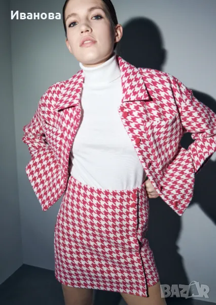 Поличка карирана. Каре фуксия и син цвят, снимка 1