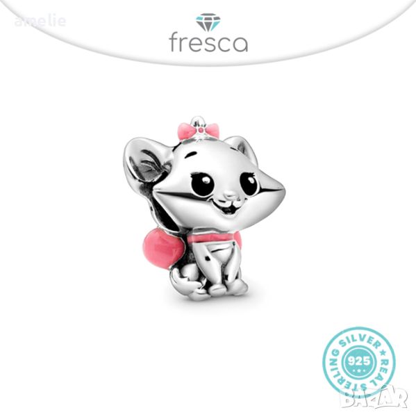 Талисман Fresca по модел тип Пандрора сребро 925 Pandora Disney The Aristocats Marie, снимка 1
