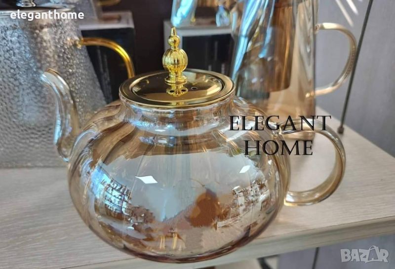 Стъклен чайник: изработен от висококачествено боросиликатно стъкло и снабдена с филтър за чай от нер, снимка 1