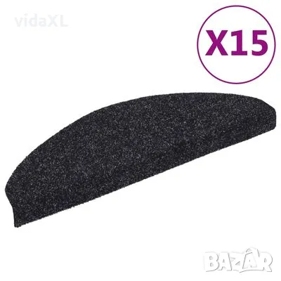 vidaXL Самозалепващи стелки за стъпала, 15 бр, 65x21x4 см, черни(SKU:132698), снимка 1