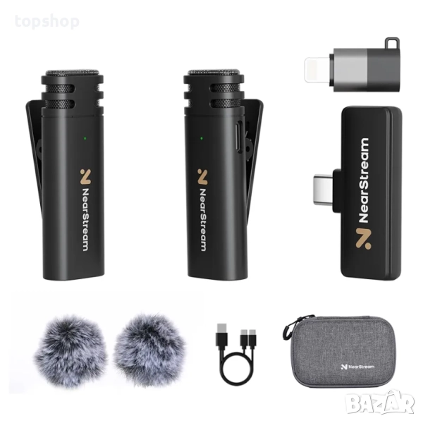 Нови в оригиналната опаковка микрофони nearstream aw awm10t. Безжичени микрофони за iPhone, Android, снимка 1