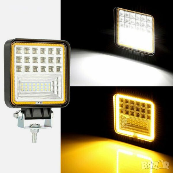 126W LED Диоден Фар Бяла Жълта Светлина Габарит Мъгла Лампа 12V 24V, снимка 1