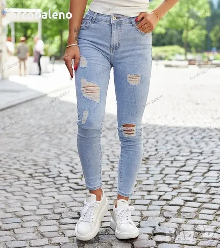 Дамски изтъркани тесни дънки Monalda, снимка 1