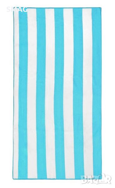 Микрофибърна плажна кърпа (хавлия) с тюркоазени райета 75x150 см, снимка 1