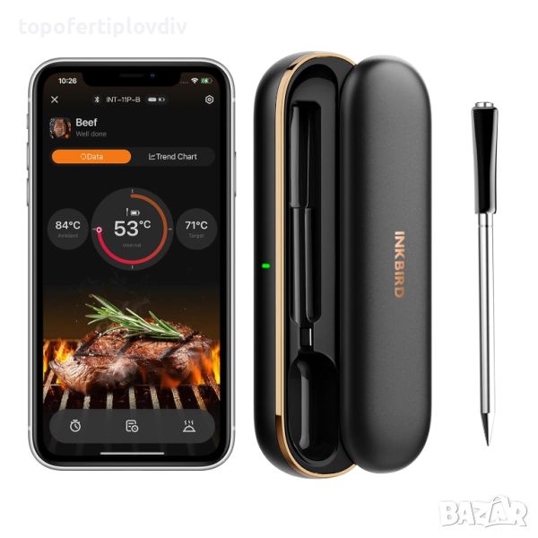 Термометър за Грил,Фурна Опушвач, Ротисерия,Inkbird INT-11P-B Wireless Bluetooth Meat, снимка 1