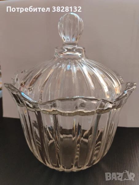 стъклена захарница или бонбониера, снимка 1