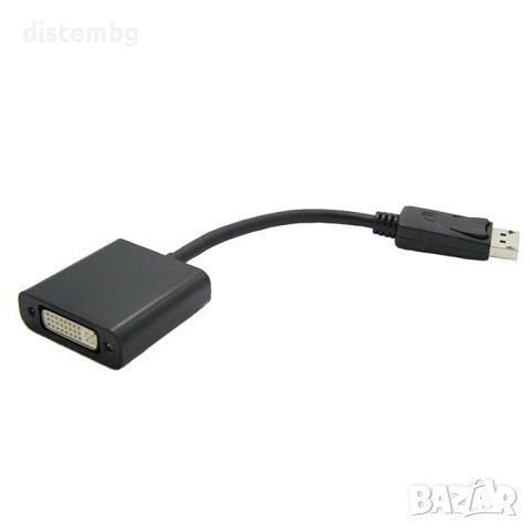  Adapter DisplayPort M DVI F cable Преходник DisplayPort(м) към DVI(ж), с кабел 15cm, снимка 1
