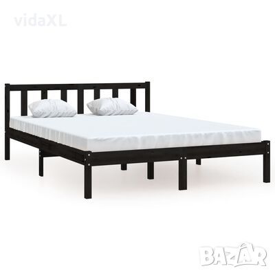vidaXL Рамка за легло, черна, бор масив, 140x190 cм（SKU:810066, снимка 1