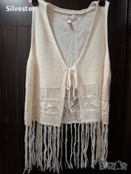 Дамско плетено елече на ресни, Чисто ново, размер XL , снимка 1