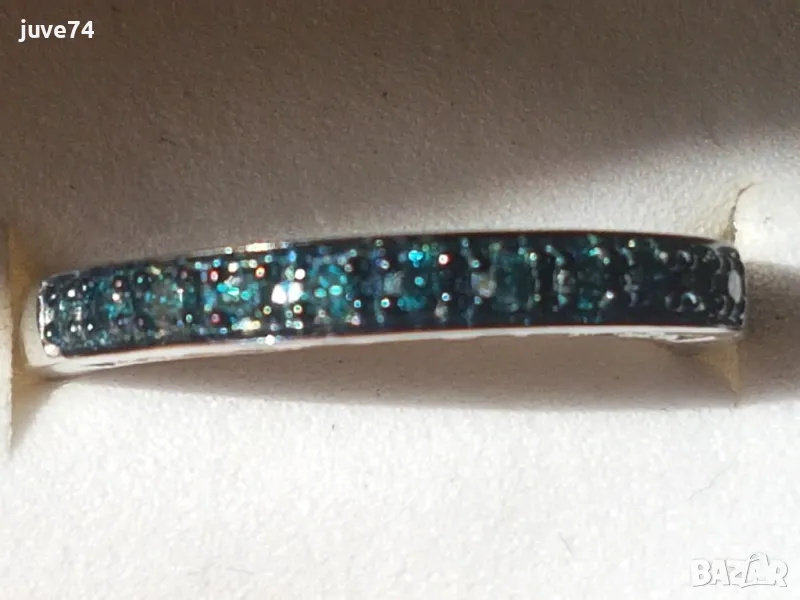 СРЕБЪРЕН ПРЪСТЕН СЪС СИНИ ДИАМАНТИ (АФРИКА), снимка 1