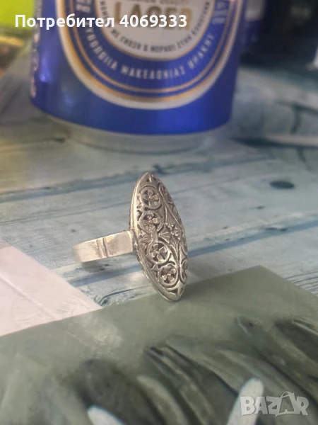 Сребърен пръстен бадем , снимка 1
