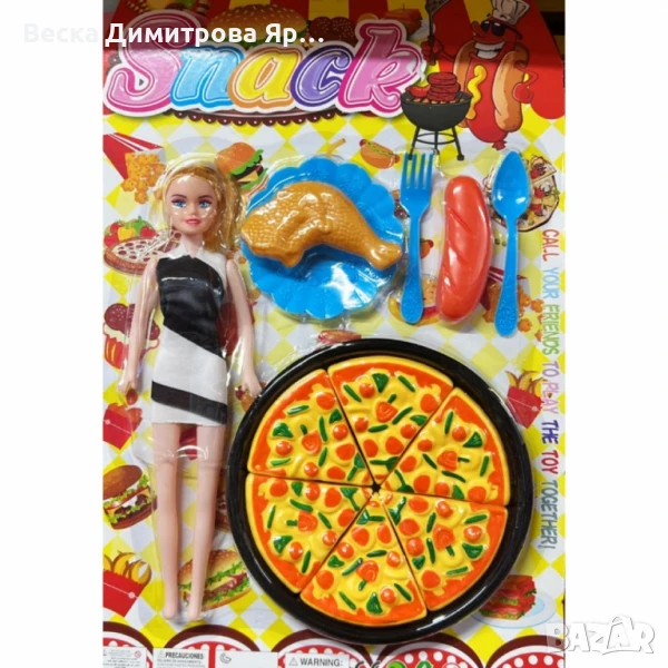 Детски комплект „Snack Time“ с кукла и играчки храна, снимка 1