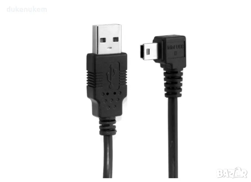 НОВ! USB 2.0 към Mini USB-B 5Pin Data кабел 3м ъглов 90 градуса, снимка 1