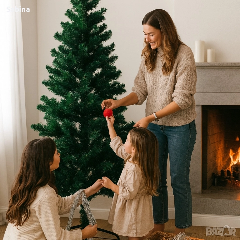 Коледна елха с естествен вид и лесен монтаж - 180см, снимка 1