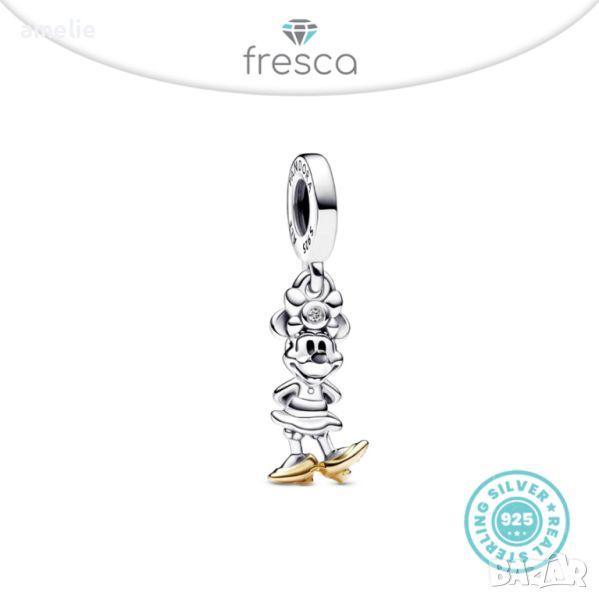 Талисман Fresca по модел тип Пандора сребро 925 Pandora Disney Dangle Charm Minnie. Колекция Amélie, снимка 1