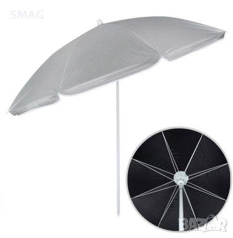Плажен чадър с ветроустойчива черна сребриста метална рамка - 1,80 м, снимка 3 - Други - 46292655