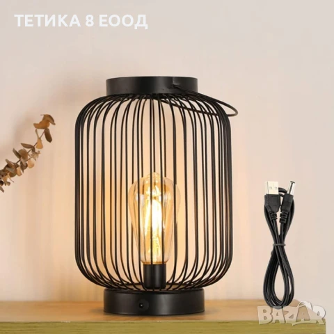 Декоративен ЛЕД фенер, Лампа с батерии 11", метална клетка, , снимка 4 - Декорация за дома - 50572218