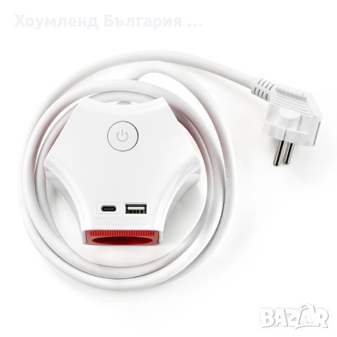 Разклонител за контакт с 3 гнезда и USB порт 1.5м, снимка 2 - Други - 45708985