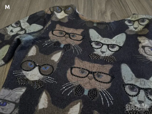 Уникална блуза КОТКИ от АНГОРА , снимка 2 - Блузи с дълъг ръкав и пуловери - 49694776