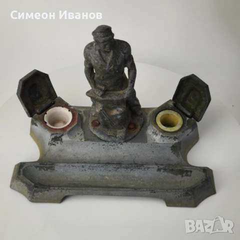 Стара комунистическа мастилница с фигура на работник ковач #6122, снимка 10 - Антикварни и старинни предмети - 51202796