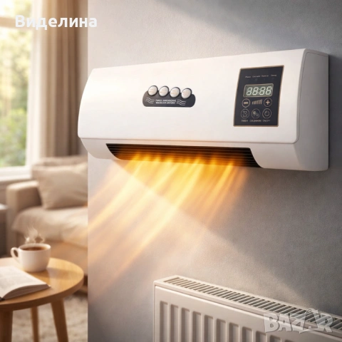 Стенен PTC отоплител и вентилатор LX-333 – 1800W, дистанционно управление и таймер, снимка 3 - Отоплителни печки - 53590278