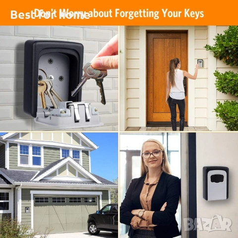 Кутия за заключване за стена, 4-цифрена комбинирана ключалка, кутия за ключове за къща, снимка 4 - Други стоки за дома - 53695994