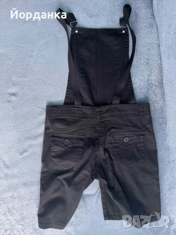 Черен дамски къс гащеризон с джобове, снимка 3 - Рокли - 50830323