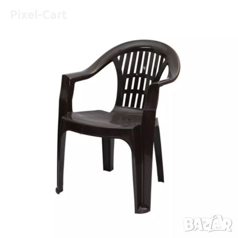 Градински пластмасов стол - Черен, снимка 1 - Столове - 46459119