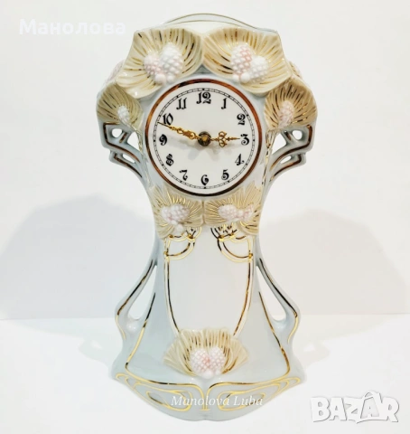 Порцеланов настолен часовник Royal Dux Bohemia Secese в стил Art Nouveau. 