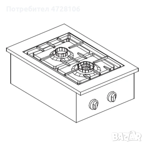Професионален газов котлон за вграждане с 2 горелки – 9 kW, снимка 2 - Обзавеждане на кухня - 54077467