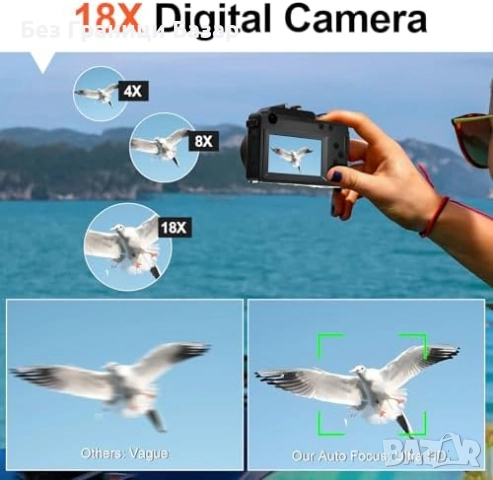 Нова Компактна 5K камера 64MP широкоъгълен обектив 64GB карта за снимки, снимка 3 - Камери - 52158818