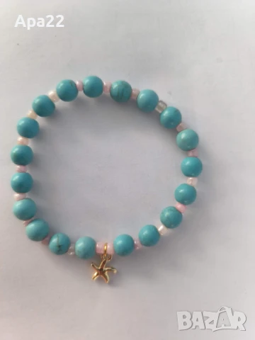 Гривни тюркоаз с морска висулка, снимка 6 - Гривни - 51108431