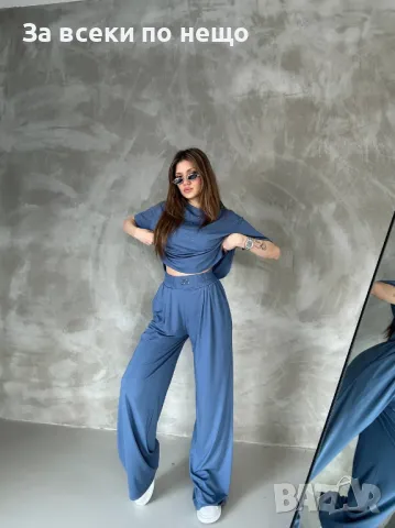 Miu Miu Дамски Комплект С Бродирано Лого С 2 Части Тениска И Долнище Миу Миу - 2 Цвята Код A464, снимка 2 - Комплекти - 50089716