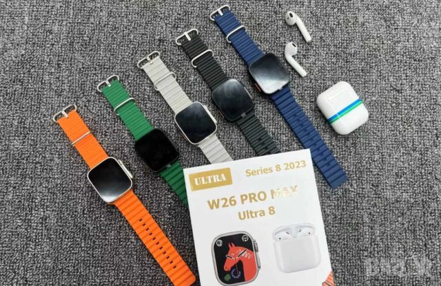 Комплект Smart часовник + TWS слушалки W26 Pro Max ULTRA / Цвят: Черен /няма ЮСБ накрайника директно, снимка 4 - Смарт часовници - 45681476