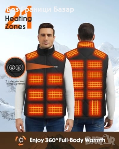 Нов Мъжки отопляем елек с 21 зони и батерия 20000mAh – 3 нива топлина, снимка 3 - Други - 52672785