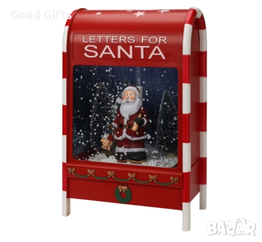 Коледна украса пощенска кутия със светлини, музика и движение – 40 см