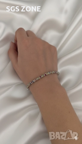 нежна сребърна гривна с мултитурмалин, снимка 6 - Гривни - 52747085