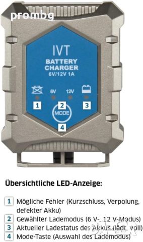 зарядно за акумулатор, батерии 6 V - 12 V, Германия, снимка 3 - Аксесоари и консумативи - 46371881