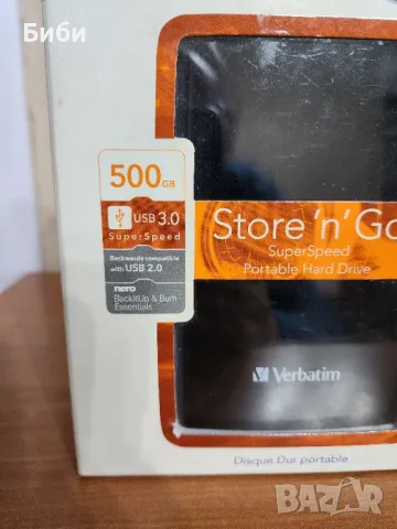 Verbatim 500GB Store'n Go,usb 3.0, снимка 2 - Външни хард дискове - 47393371