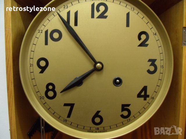 № 7470 стар стенен часовник   - механичен , навиване с ключ  - с гонгове на половин и кръгъл час  - , снимка 5 - Антикварни и старинни предмети - 45149086