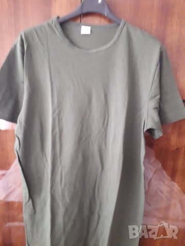 Мъжка фланелка тениска зелен цвят "каки", снимка 1 - Тениски - 46373616