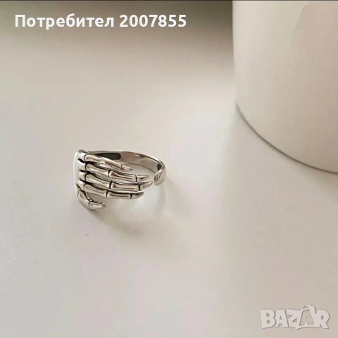 Уникален сребърен пръстен скелет , снимка 4 - Пръстени - 53795299