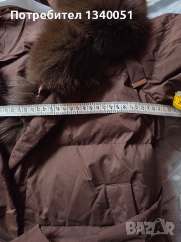 Дълго яке с гъши пух и яка от естествен косъм, снимка 3 - Якета - 53483403