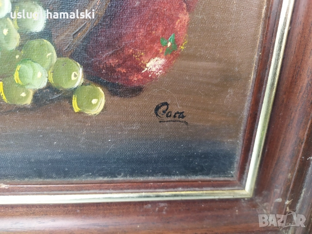 Стара авторска картина/натюрморт , снимка 3 - Антикварни и старинни предмети - 52864210